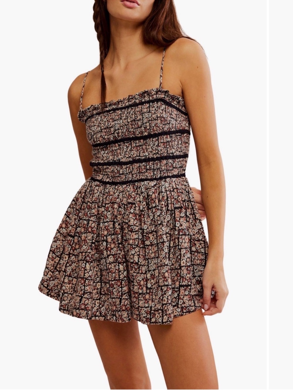 Smocked Floral Multicolor Mini Dress Romper